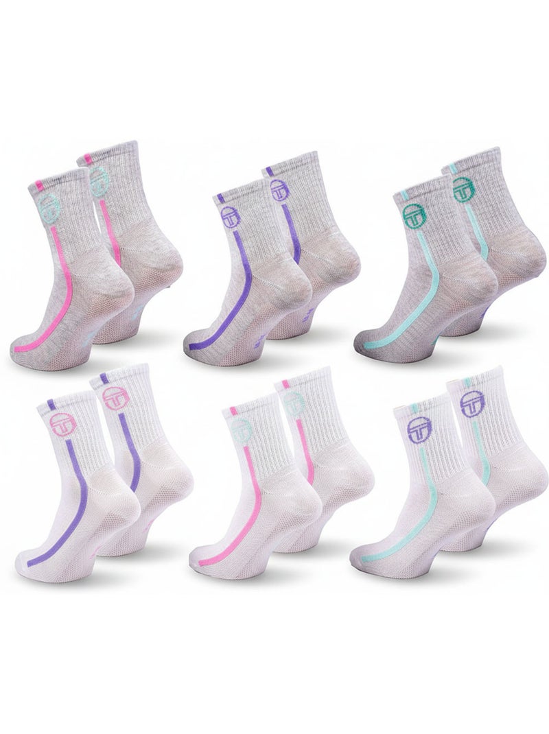 Sergio Tacchini Pack Meias Curtas Mulher Quarter 6 Pares Cinza-branco - Kiabi