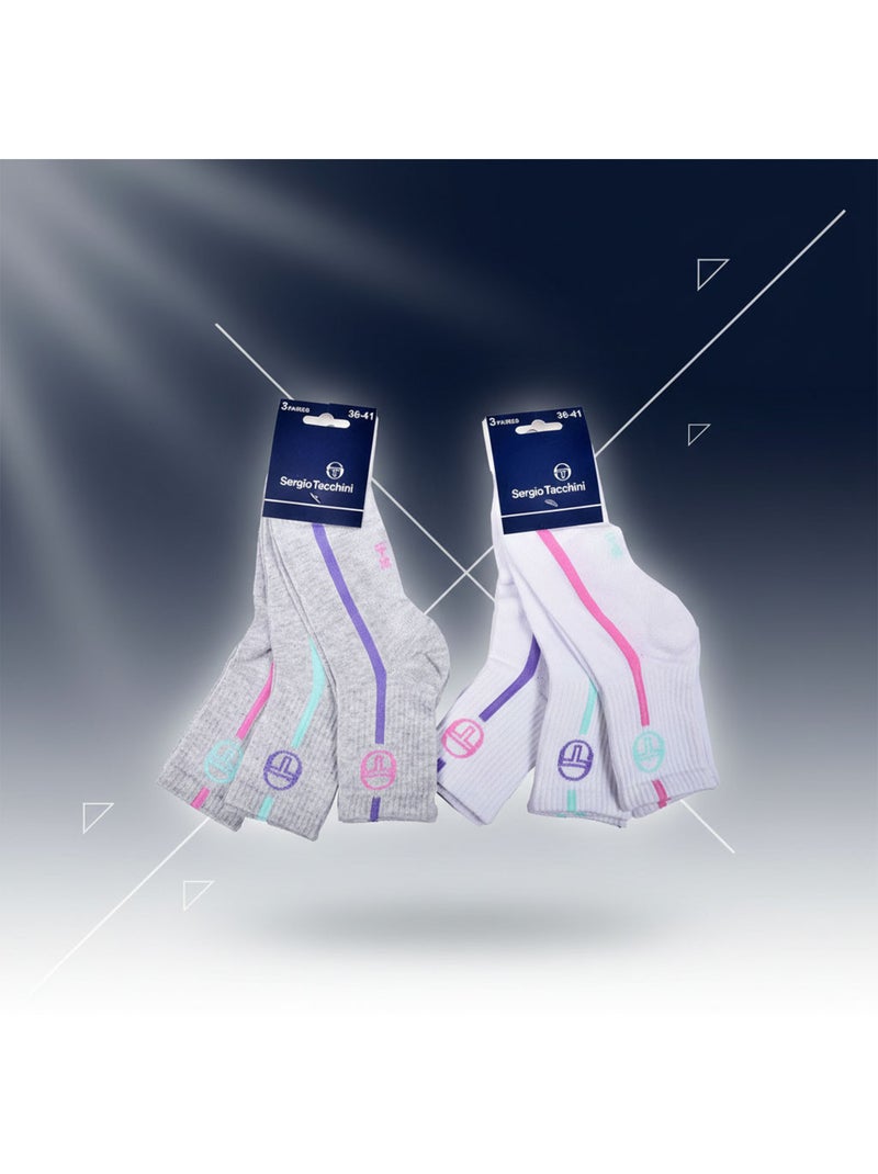 Sergio Tacchini Pack Meias Curtas Mulher Quarter 6 Pares Cinza-branco - Kiabi