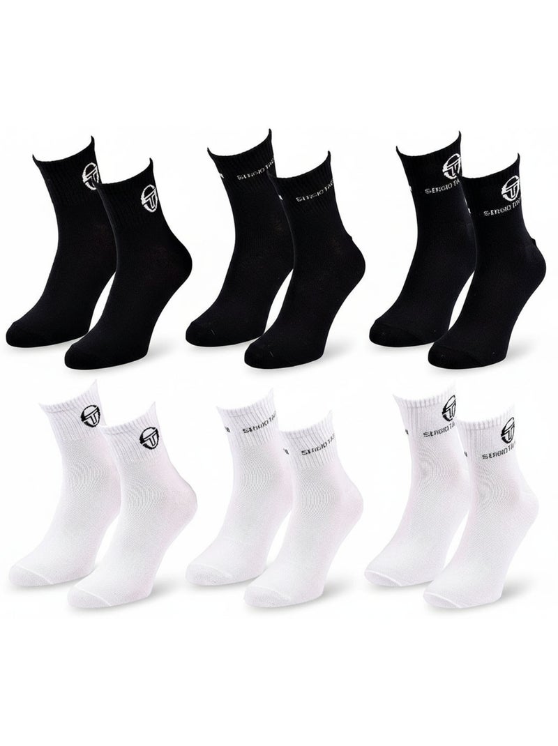 Sergio Tacchini Pack Meias Curtas Mulher Quarter 6 Pares Preto Branco - Kiabi