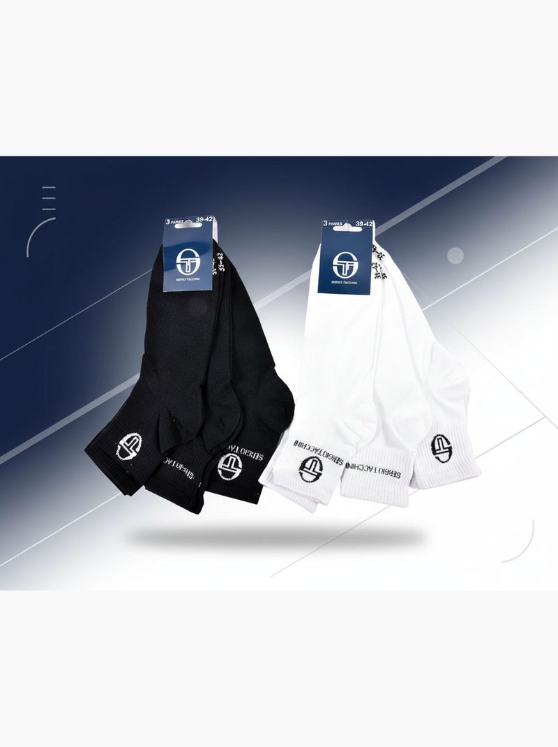 Sergio Tacchini Pack Meias Curtas Mulher Quarter 6 Pares Preto Branco - Kiabi