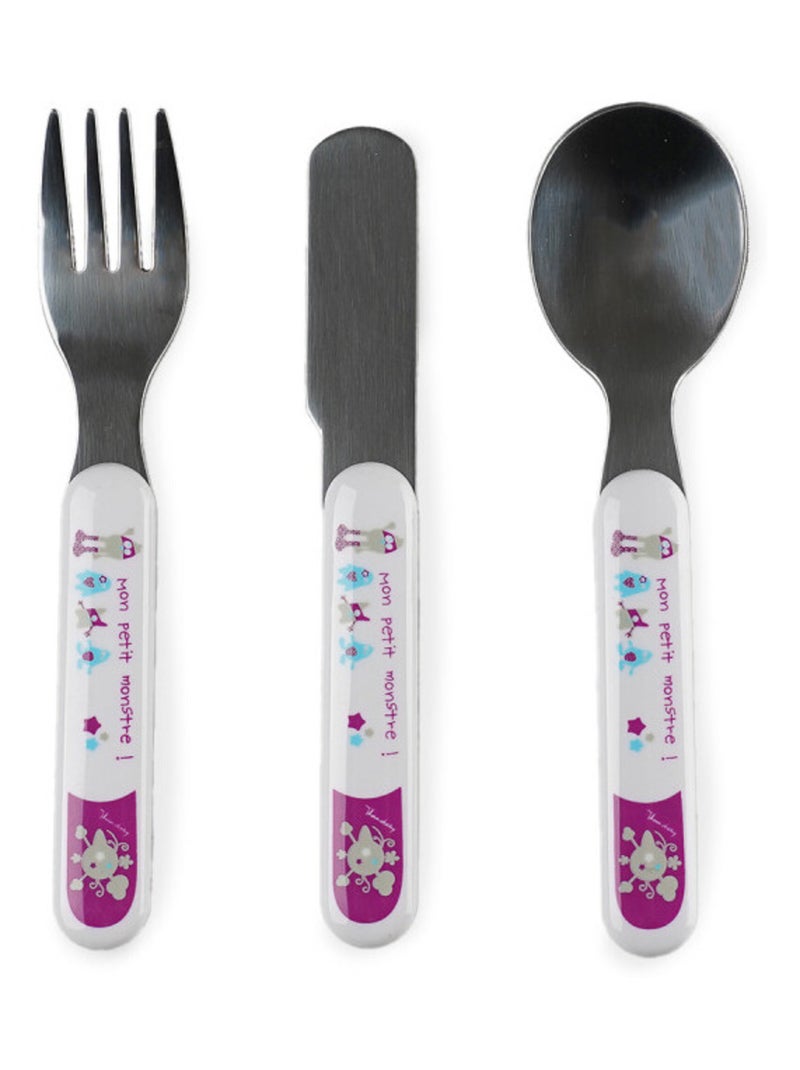 Set de louça bebé thermobaby em melamina e aço inox 360/220/140 ml Branco Violeta - Kiabi