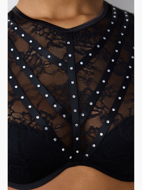 Shinny lace croplet em renda de manga comprida penti - Kiabi Shinny lace croplet em renda de manga comprida penti - Kiabi