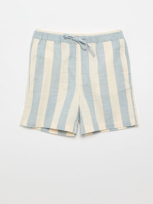 Short às riscas e cintura elástica - Kiabi