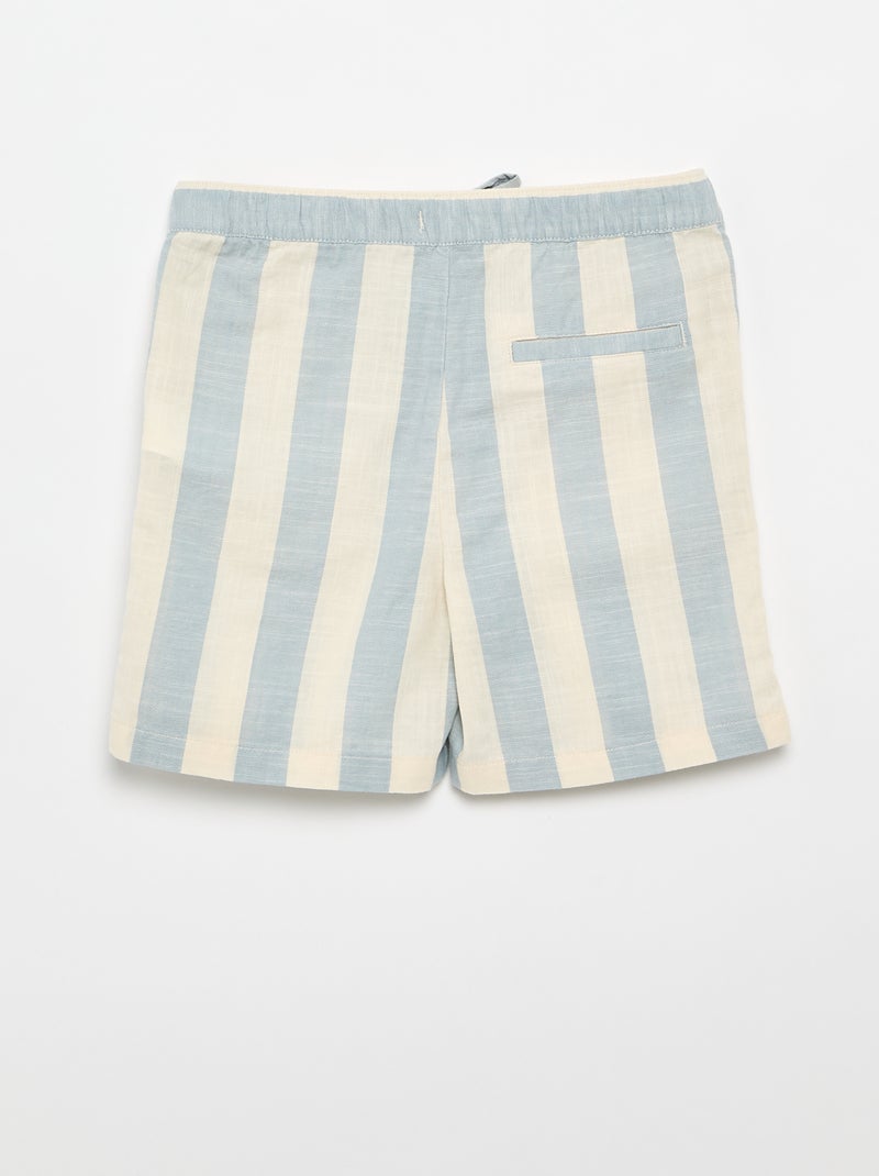 Short às riscas e cintura elástica Azul - Kiabi