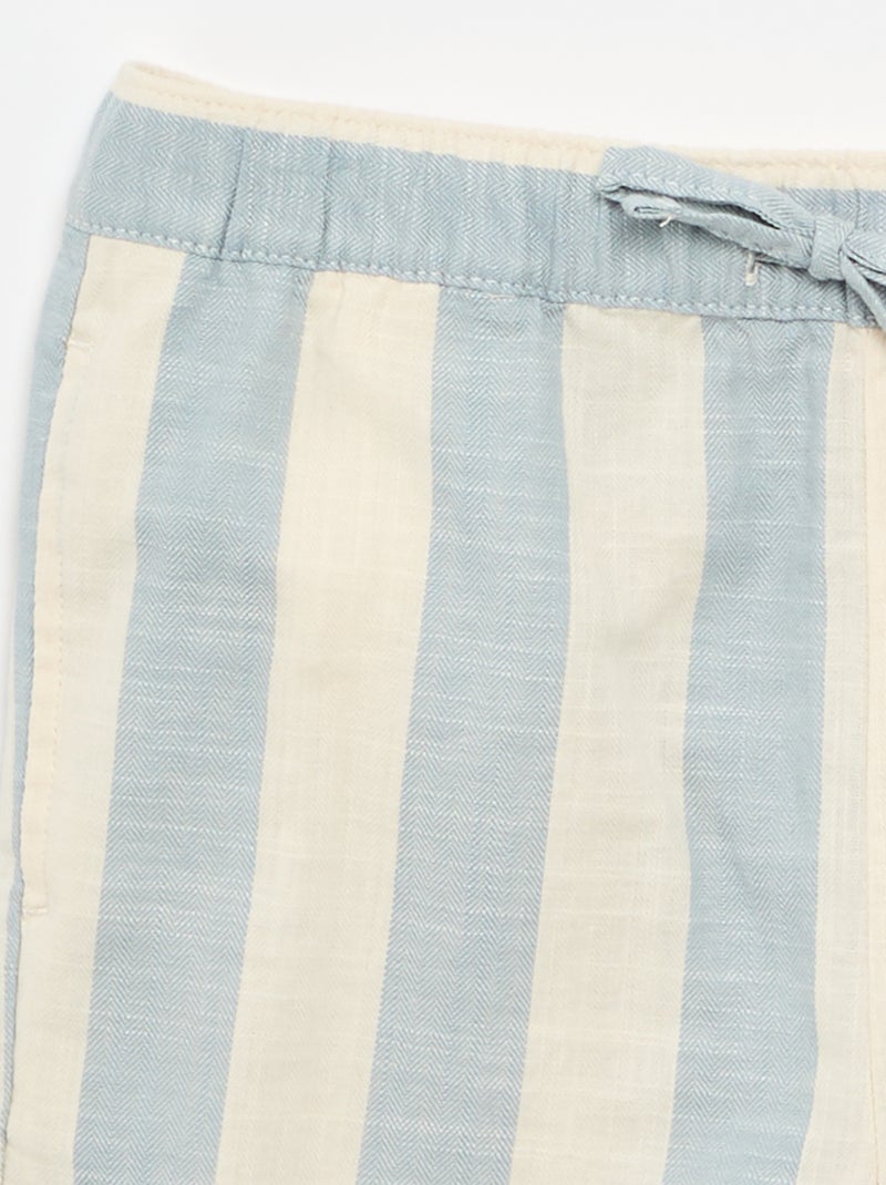 Short às riscas e cintura elástica Azul - Kiabi