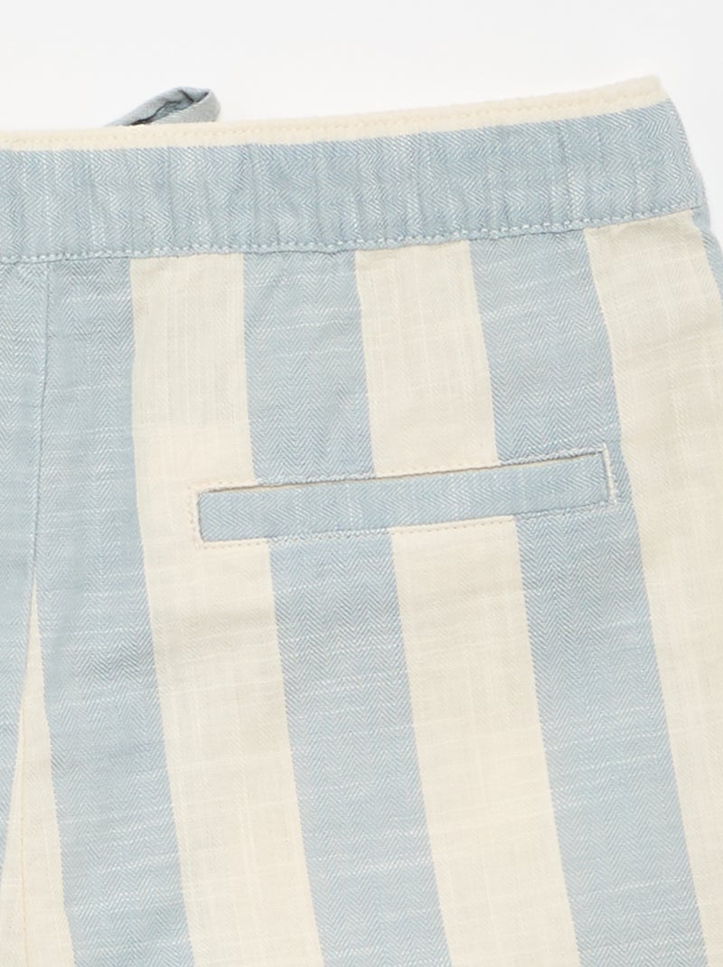 Short às riscas e cintura elástica Azul - Kiabi