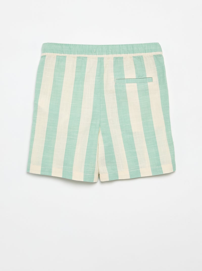 Short às riscas e cintura elástica Verde - Kiabi