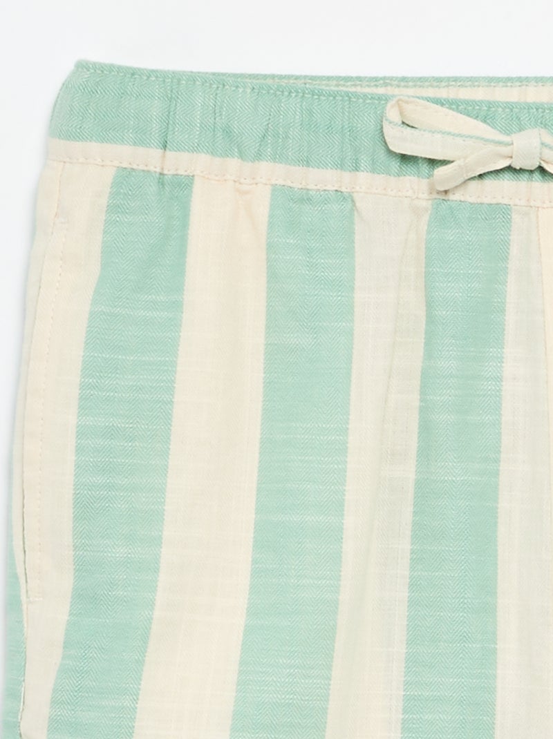 Short às riscas e cintura elástica Verde - Kiabi