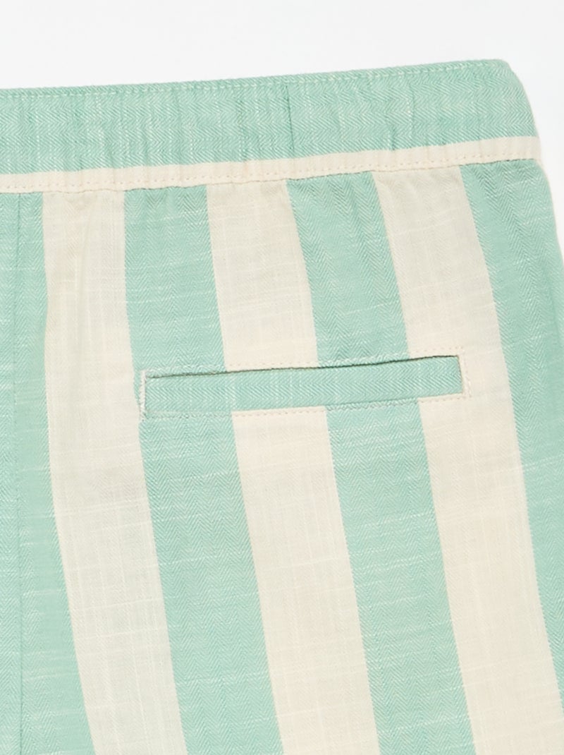Short às riscas e cintura elástica Verde - Kiabi