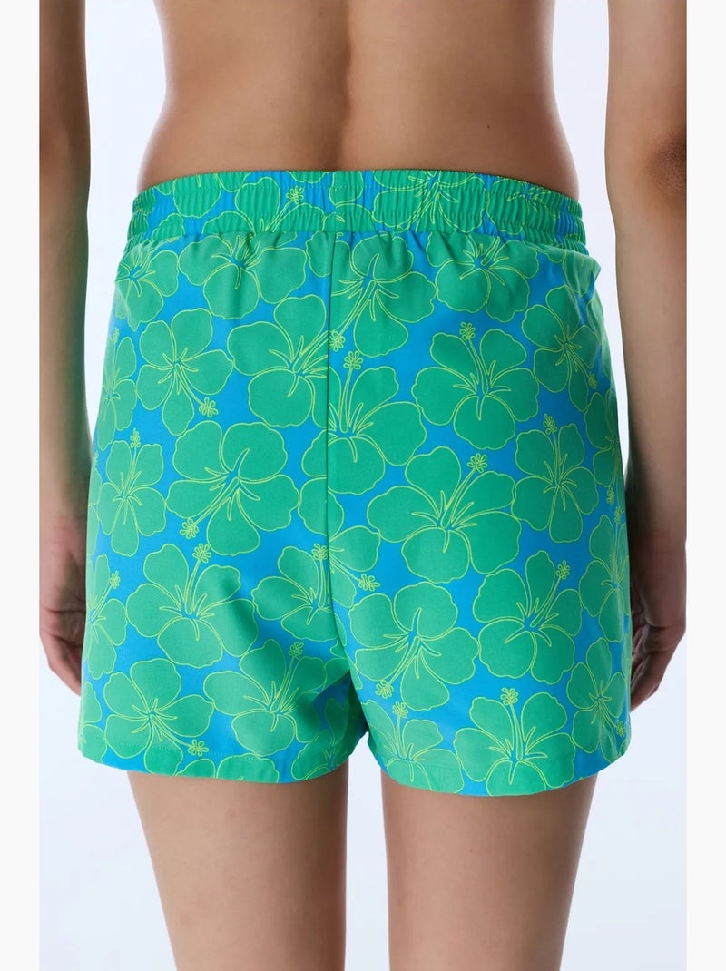 Short beralis com flores marinhas penti Azul Verde - Kiabi