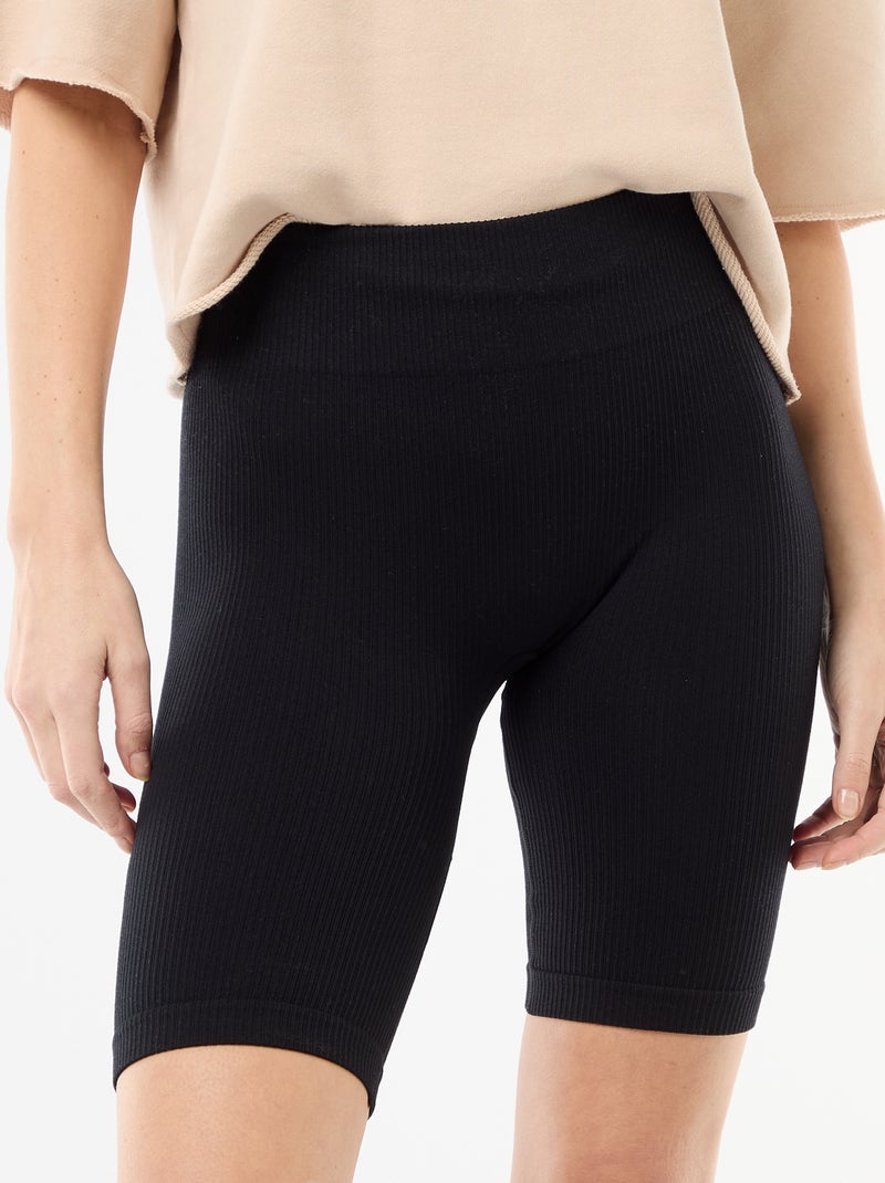 Short ciclista canelado Preto - Kiabi