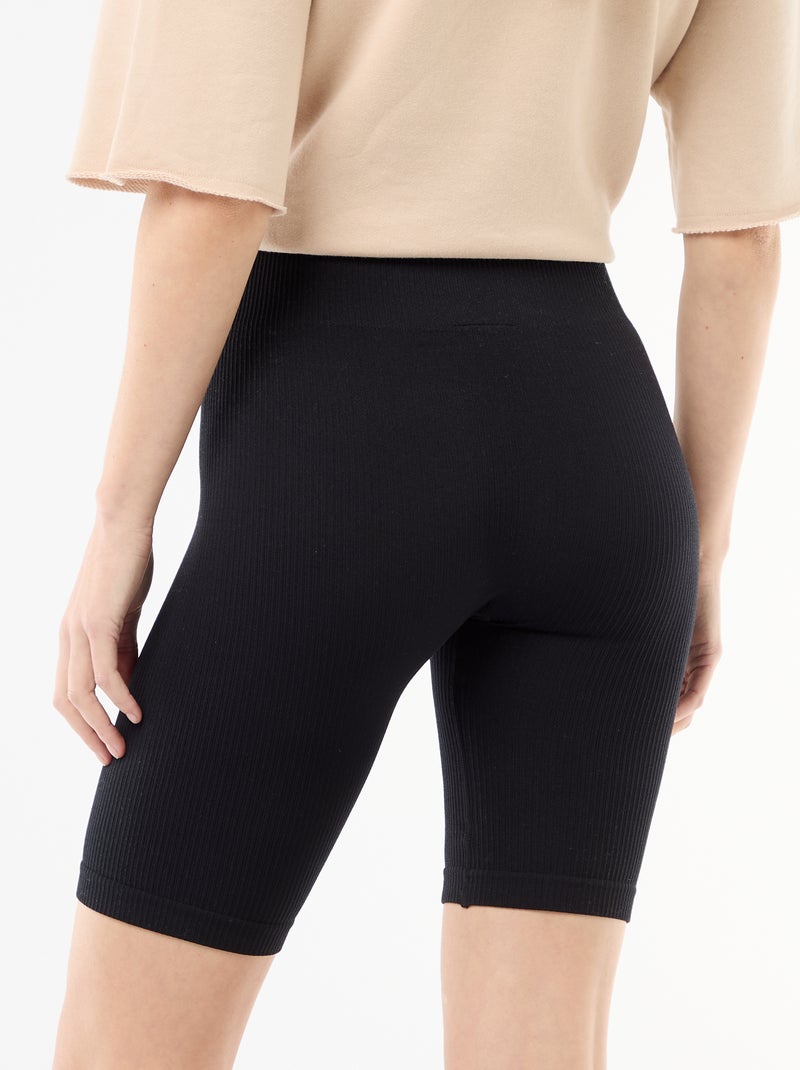 Short ciclista canelado Preto - Kiabi