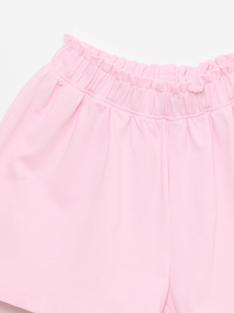 Short colorido com folhos na cintura Rosa - Kiabi