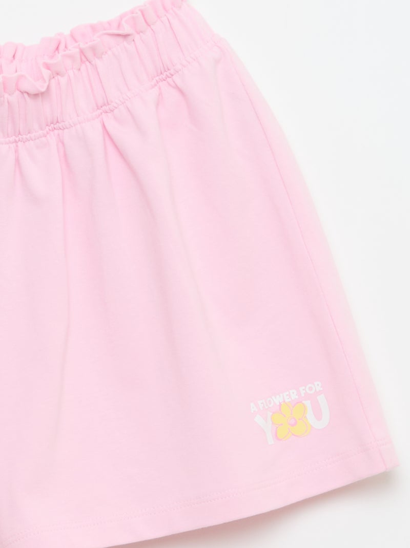 Short colorido com folhos na cintura Rosa - Kiabi