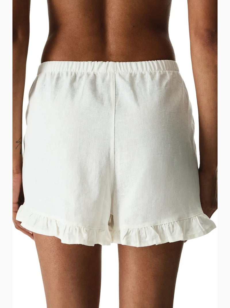 Short com babados penti Branco - Kiabi