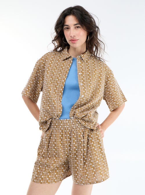 Short com bordados na cintura elástica - Kiabi