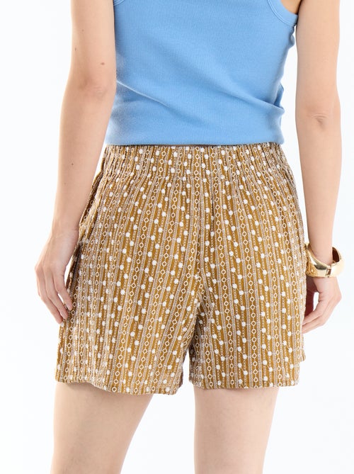 Short com bordados na cintura elástica - Kiabi