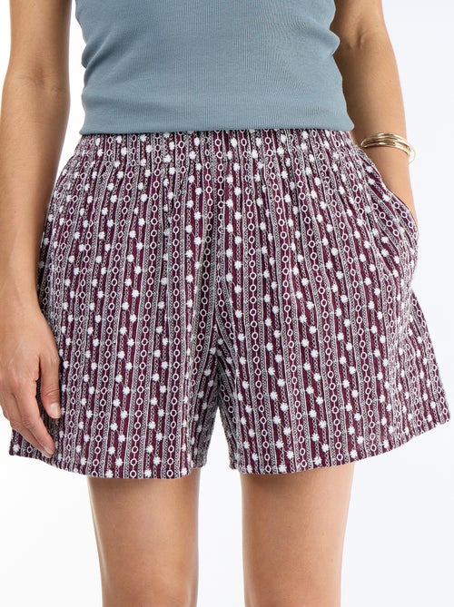 Short com bordados na cintura elástica - Kiabi