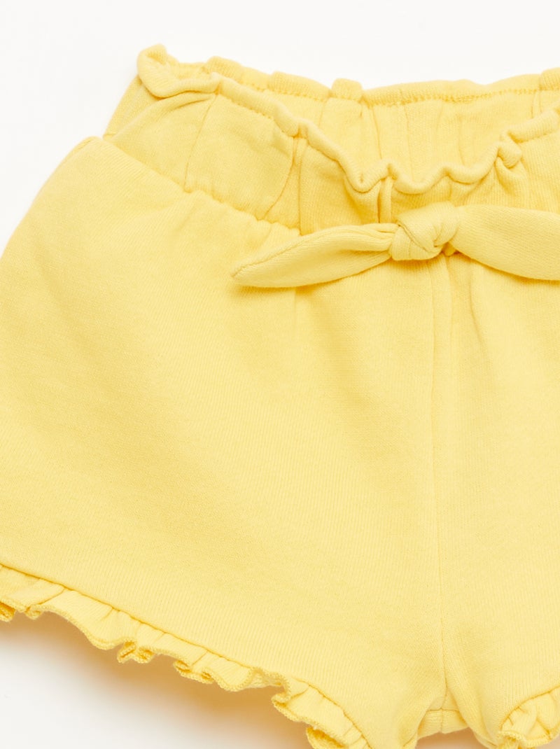 Short com folhos e laço na cintura Amarelo - Kiabi