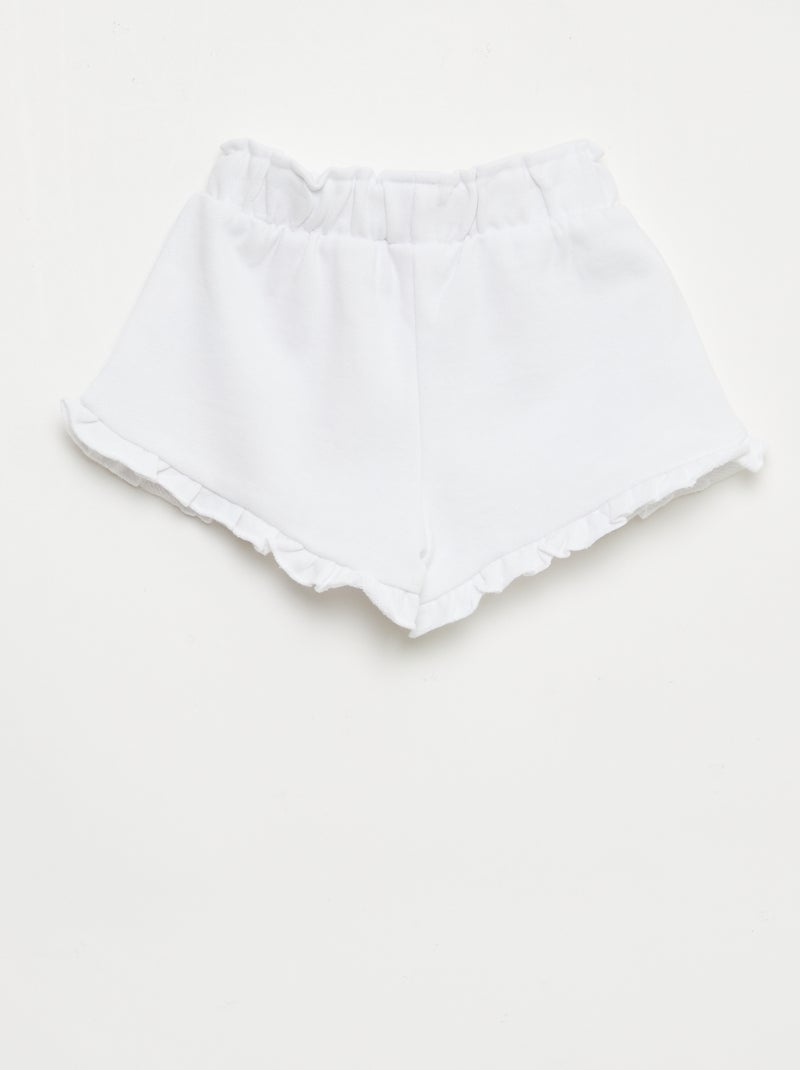 Short com folhos e laço na cintura Branco - Kiabi