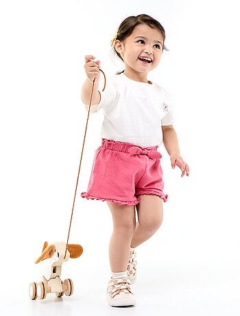 Short com folhos e laço na cintura