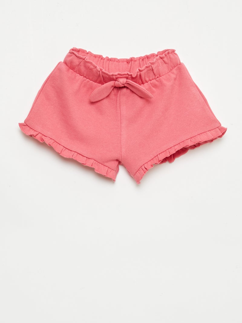 Short com folhos e laço na cintura Fúcsia - Kiabi