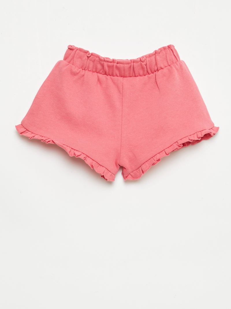 Short com folhos e laço na cintura Fúcsia - Kiabi