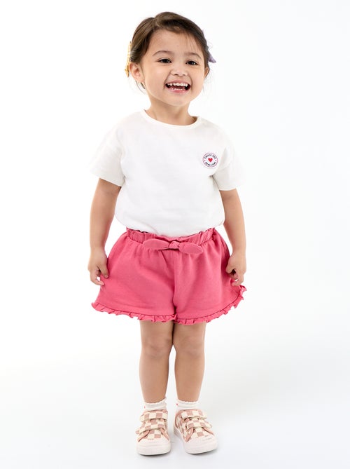 Short com folhos e laço na cintura - Kiabi