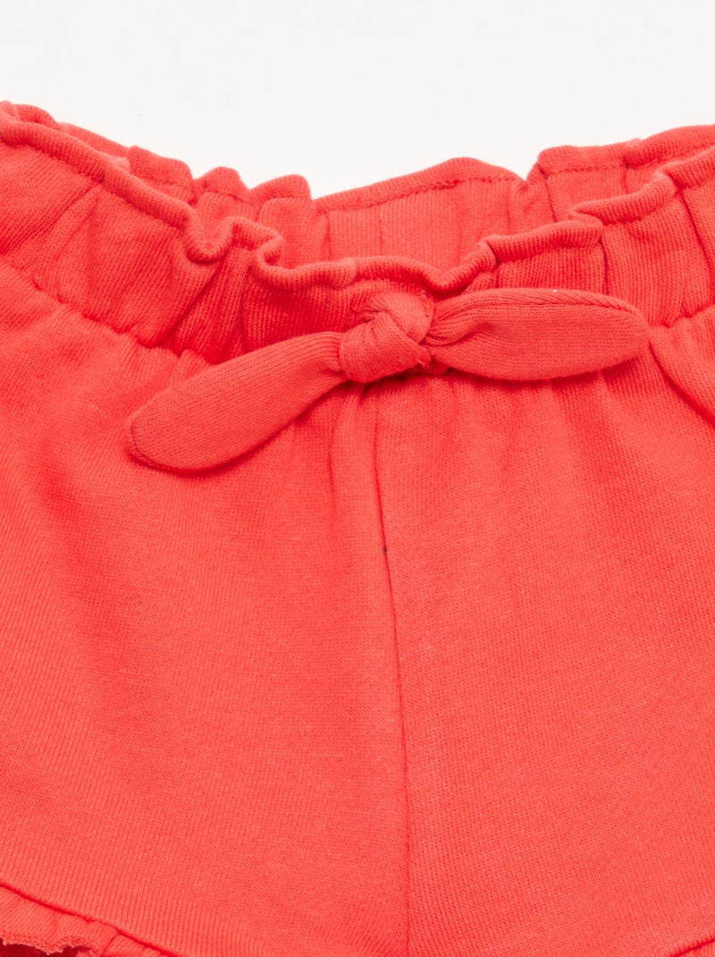 Short com folhos e laço na cintura Vermelho - Kiabi