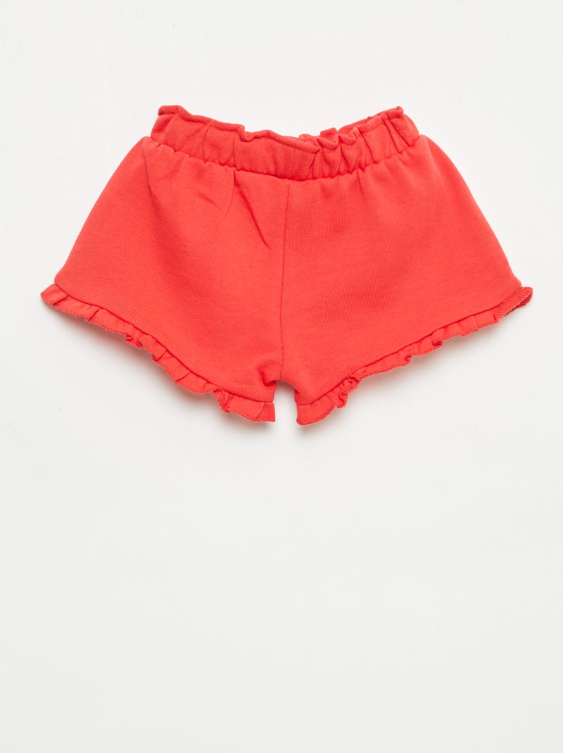 Short com folhos e laço na cintura Vermelho - Kiabi
