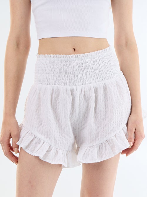 Short com folhos em malha texturizada - Kiabi Short com folhos em malha texturizada - Kiabi