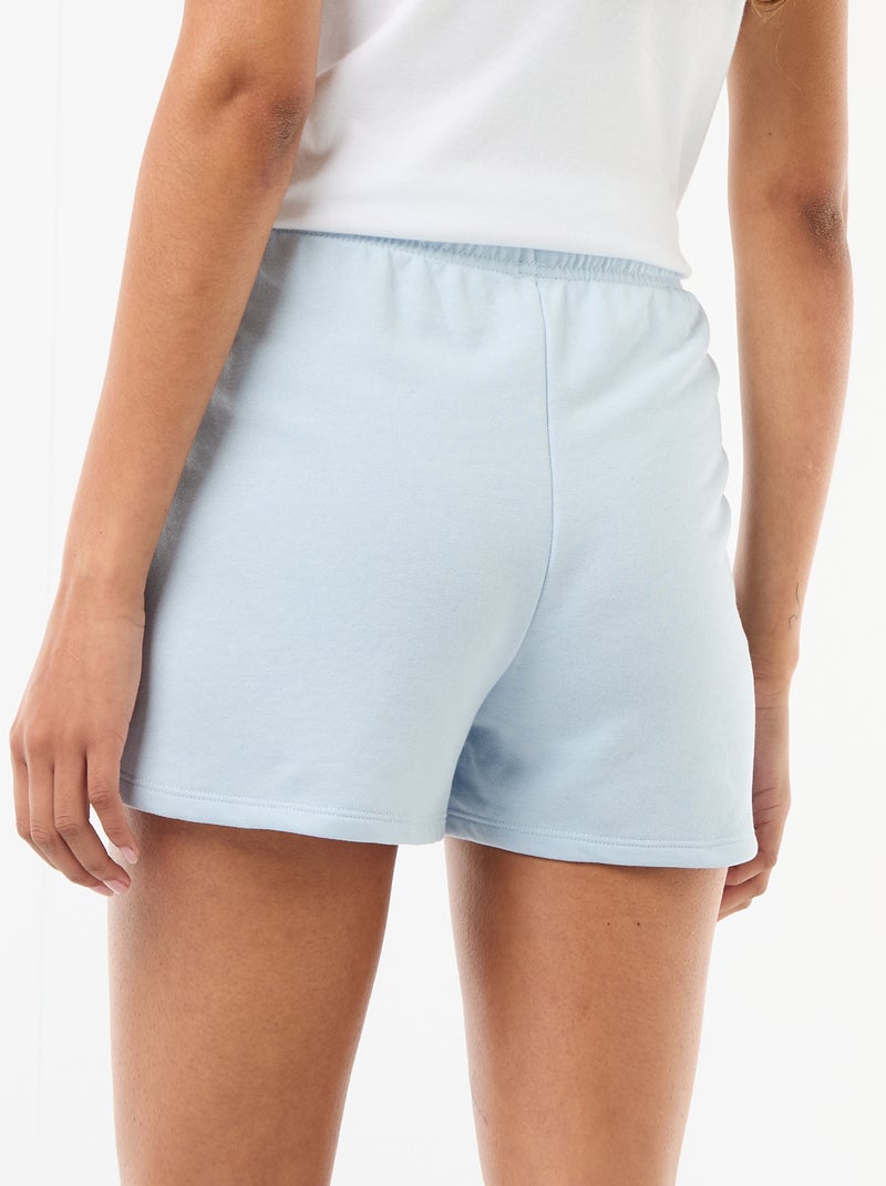 Short curto em algodão liso com cordão Azul - Kiabi