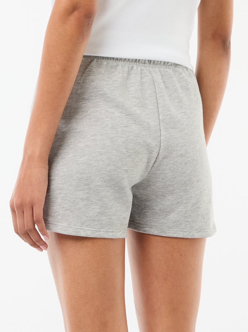 Short curto em algodão liso com cordão Cinza - Kiabi