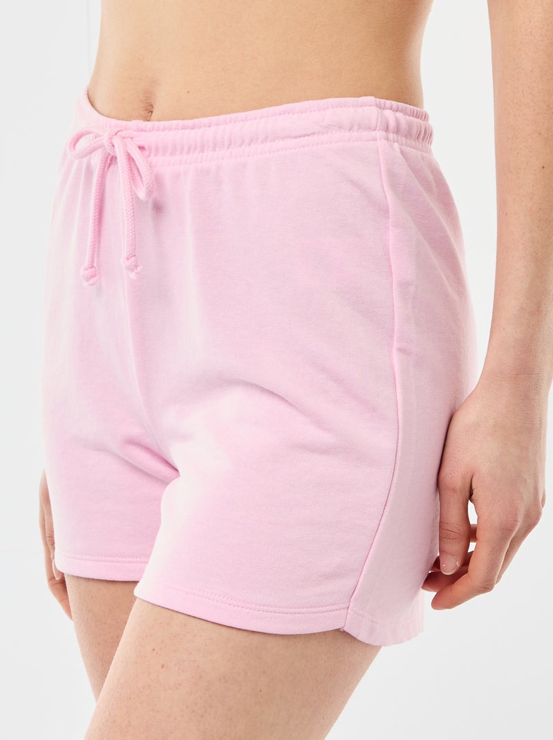 Short curto em algodão liso com cordão Rosa - Kiabi