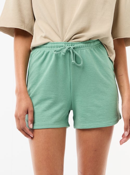 Short curto em algodão liso com cordão - Kiabi