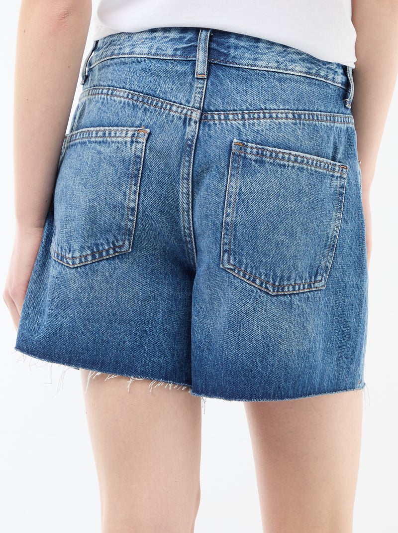 Short curto em ganga de cintura subida Azul - Kiabi