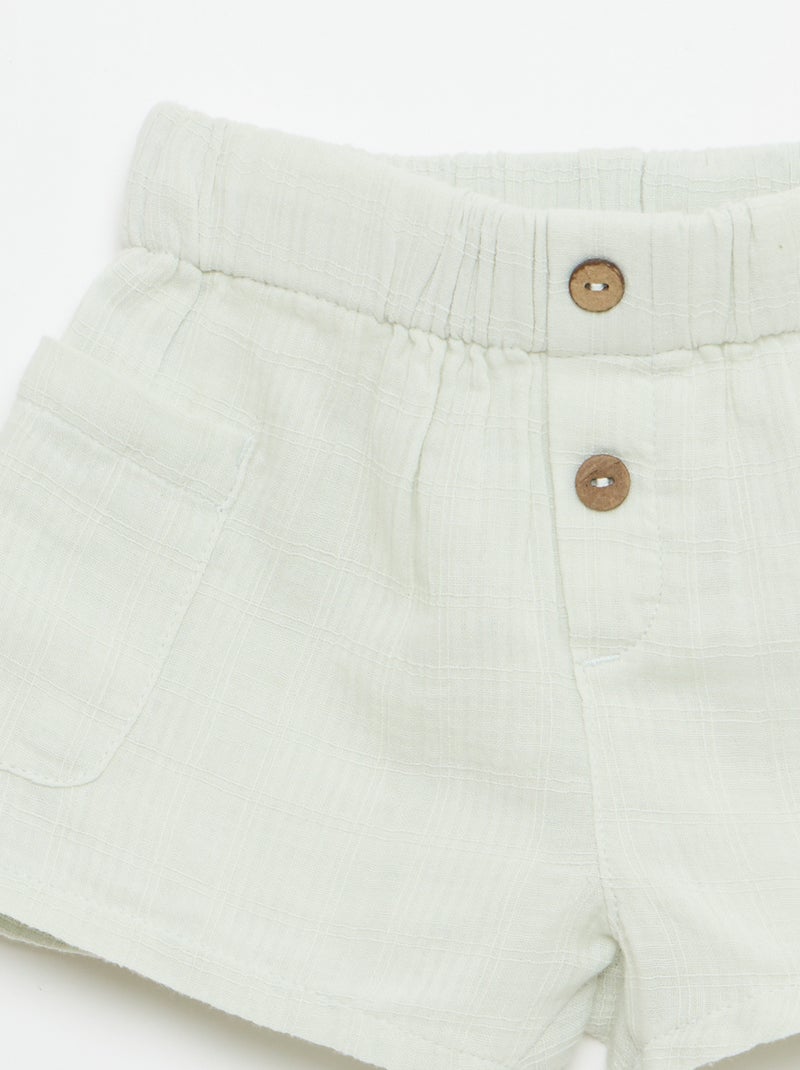 Short de algodão com 2 bolsos chapados Azul - Kiabi