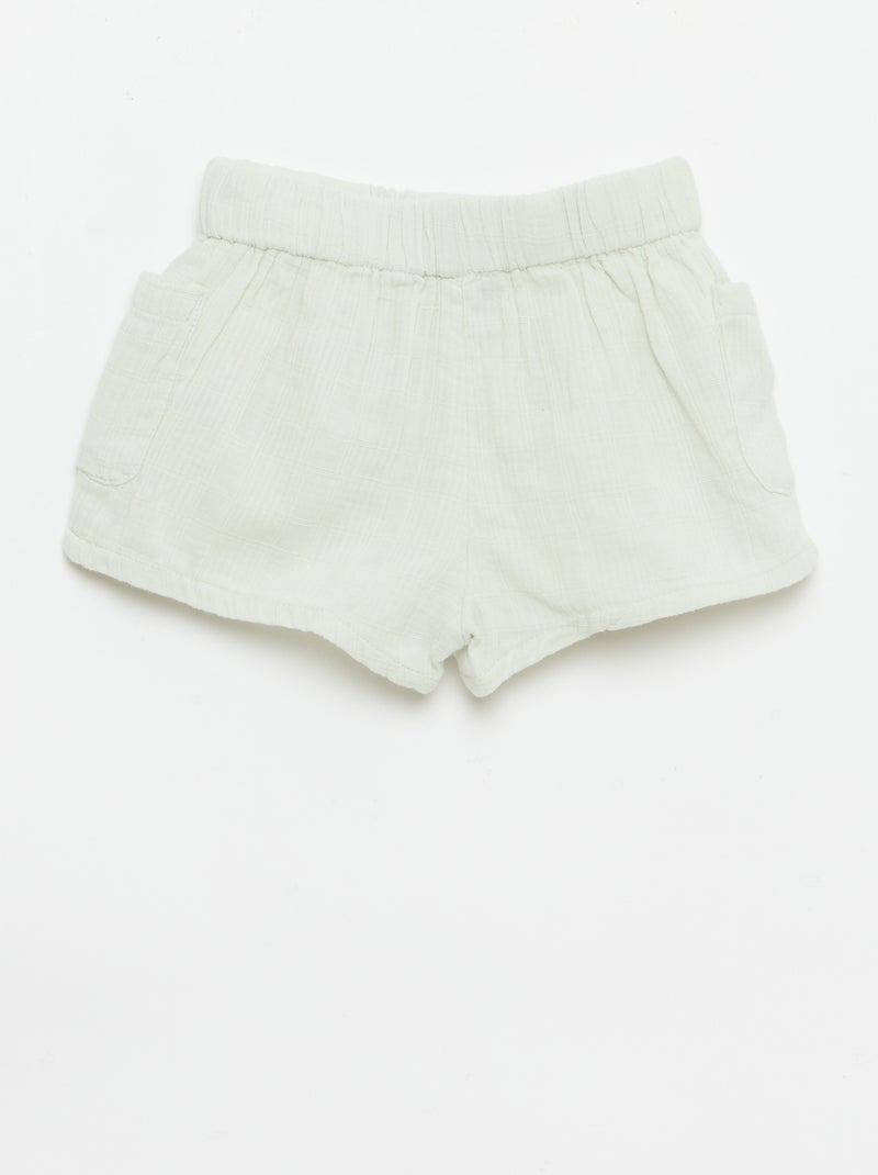 Short de algodão com 2 bolsos chapados Azul - Kiabi