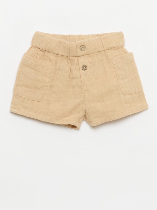 Short de algodão com 2 bolsos chapados - Kiabi