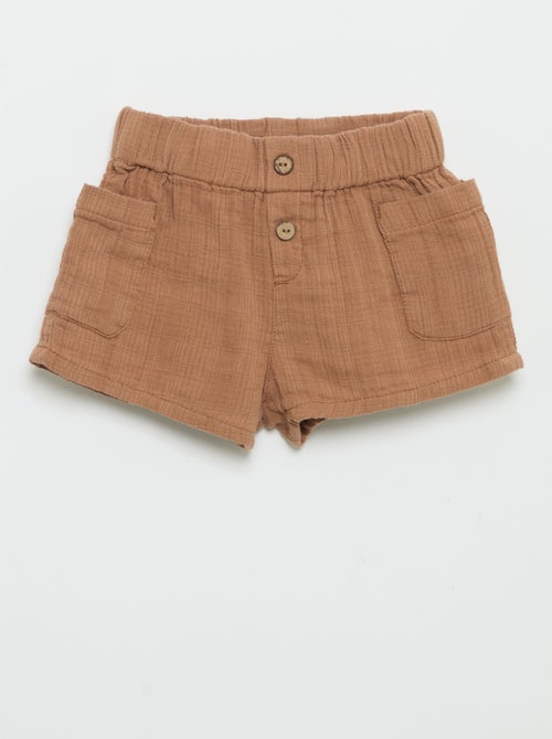 Short de algodão com 2 bolsos chapados - Kiabi Short de algodão com 2 bolsos chapados - Kiabi