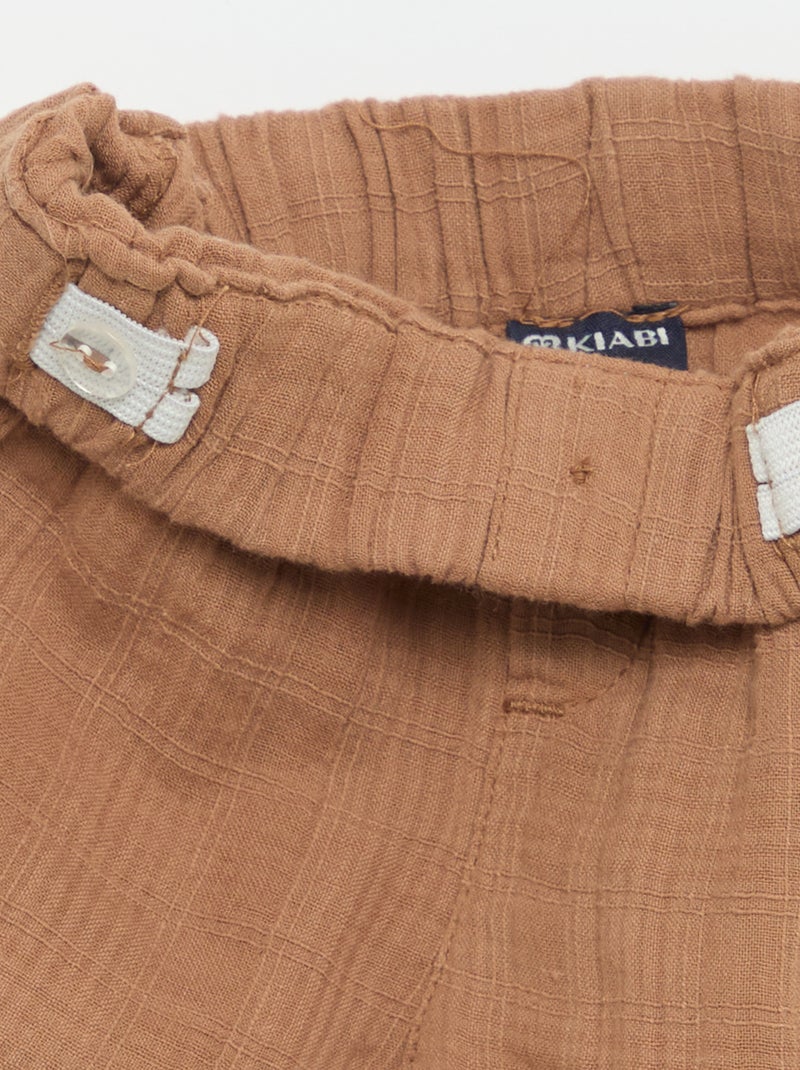 Short de algodão com 2 bolsos chapados Castanho - Kiabi