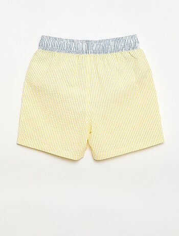 Short de banho às riscas com cordões ajustáveis