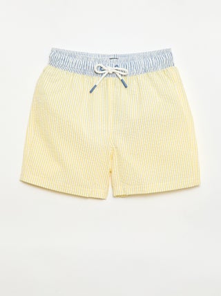 Short de banho às riscas com cordões ajustáveis