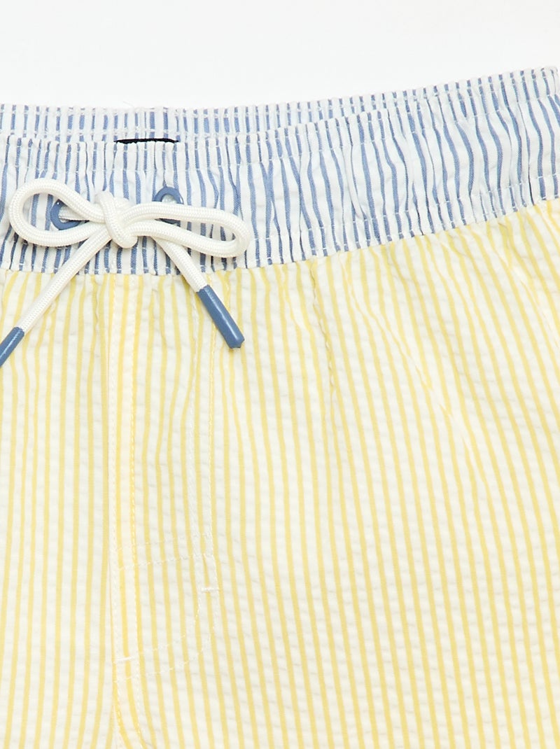 Short de banho às riscas com cordões ajustáveis Amarelo - Kiabi