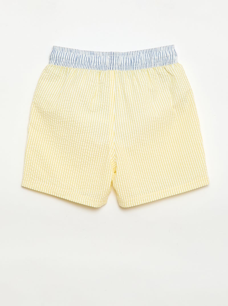 Short de banho às riscas com cordões ajustáveis Amarelo - Kiabi