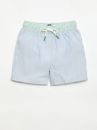 Short de banho às riscas com cordões ajustáveis