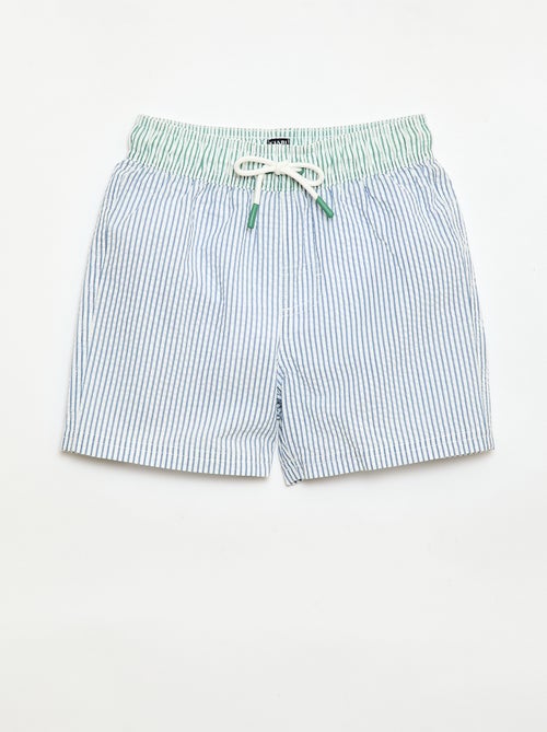 Short de banho às riscas com cordões ajustáveis - Kiabi