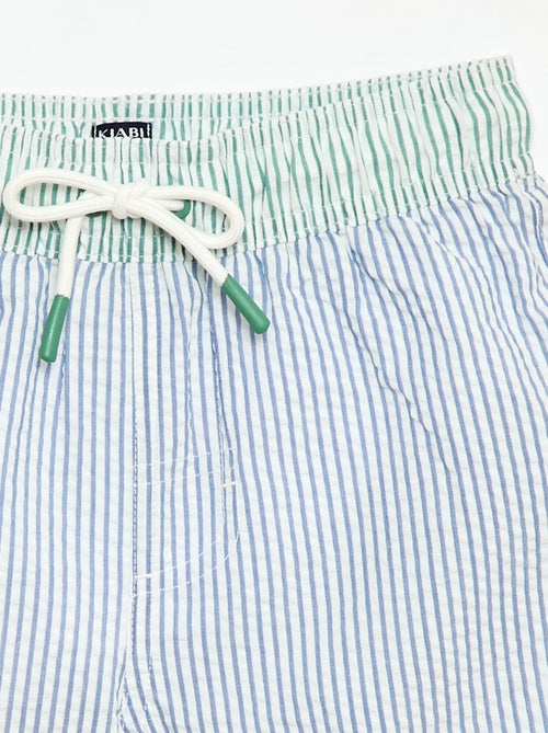 Short de banho às riscas com cordões ajustáveis - Kiabi