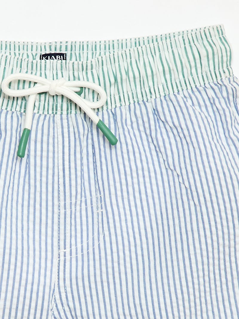 Short de banho às riscas com cordões ajustáveis Azul - Kiabi