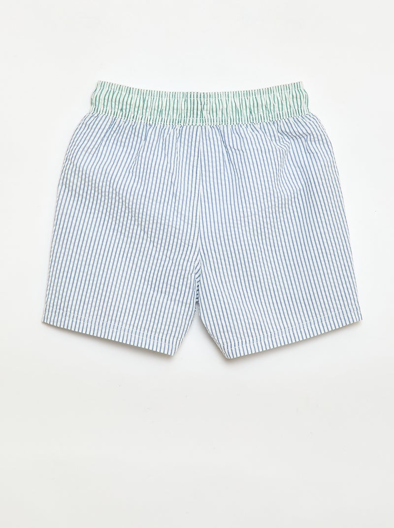 Short de banho às riscas com cordões ajustáveis Azul - Kiabi